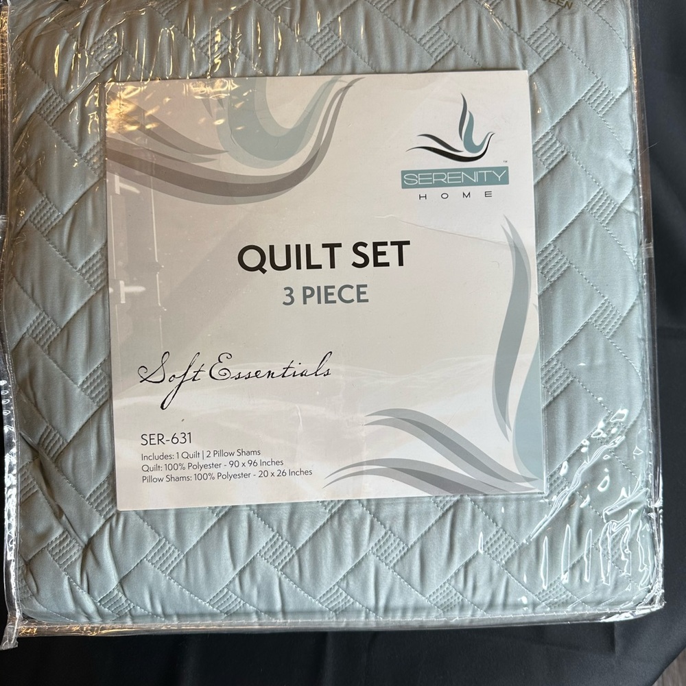 Sea Green 3 piece Quilt Set